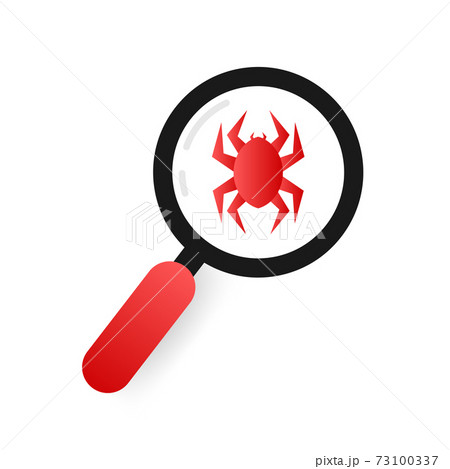 Search virus computer in flat style. Protection symbol. Internet technology. Data protection 73100337