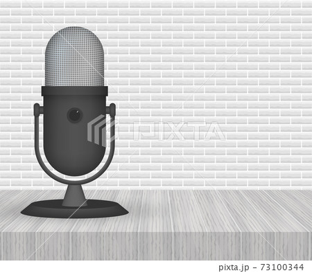 Podcast. Microphone with speech bubble icons. Vector illustration. Podcast. Microphone with speech bubble icons. Vector illustration. 73100344