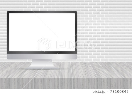 Computer display isolated in realistic design on white background. Vector stock illustration. Computer display isolated in realistic design on white background. Vector stock illustration. 73100345