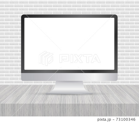 Computer display isolated in realistic design on white background. Vector stock illustration. Computer display isolated in realistic design on white background. Vector stock illustration. 73100346
