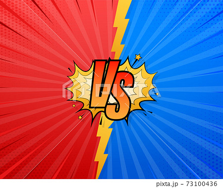 Vs Versus Blue And Red Comic Design Battle のイラスト素材