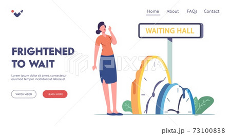 Long Waiting and Boring Landing Page Template. Girl Tired of Long Waiting. Tiny Female Character near Huge Melting Clock Long Waiting and Boring Landing Page Template. Girl Tired of Long Waiting. Tiny Female Character near Huge Melting Clock 73100838