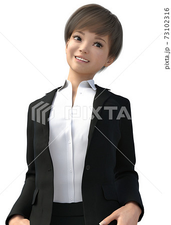 ポーズするビジネススーツの女性 perming3DCGイラスト素材 ポーズするビジネススーツの女性 perming3DCGイラスト素材 73102316