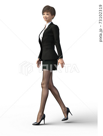 ポーズするビジネススーツの女性　perming3DCGイラスト素材 73102319