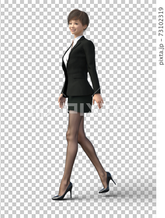 ポーズするビジネススーツの女性　perming3DCGイラスト素材 73102319