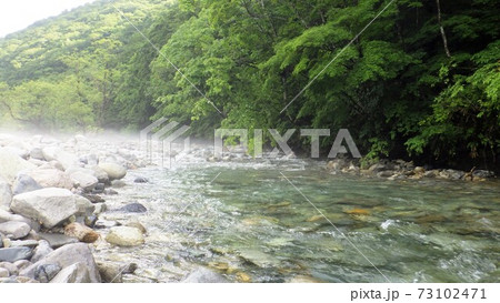 梅雨明けの渓流 73102471