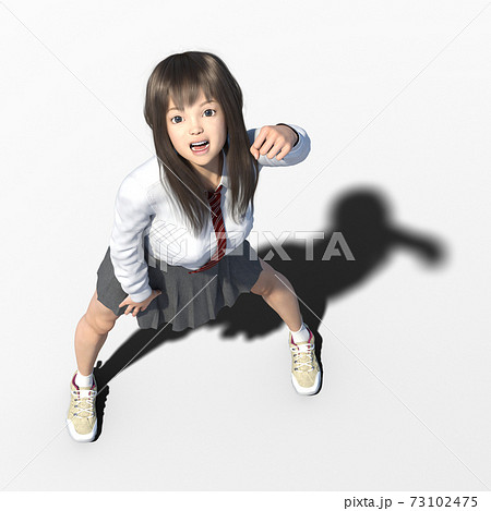 ポーズする女子高生　perming3DCGイラスト素材 73102475