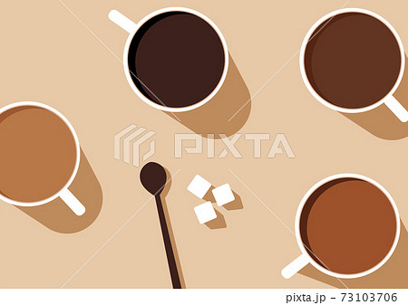 イラスト素材 コーヒー イメージ ポスター フラットデザイン コーヒーカップ 背景素材のイラスト素材