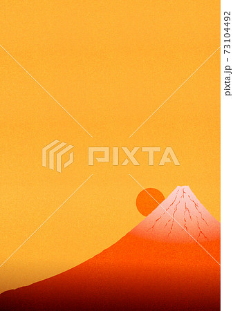 赤色に輝く富士山と日の出のイラスト 2　縦位置 73104492
