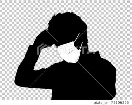 Male silhouette wearing a mask with a cold 73106236