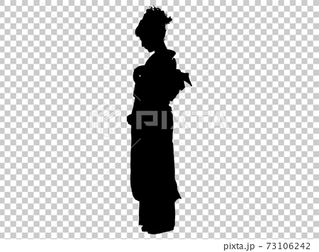 横顔の和服女性シルエット 2のイラスト素材