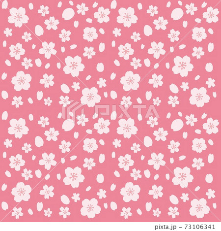 桜柄のシームレスパターン 背景色紅色のイラスト素材