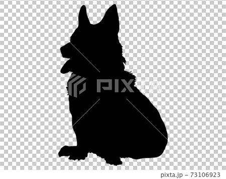 お座りをする犬シルエット 3のイラスト素材