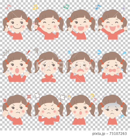 子供の表情いろいろ 上半身 女の子 01のイラスト素材