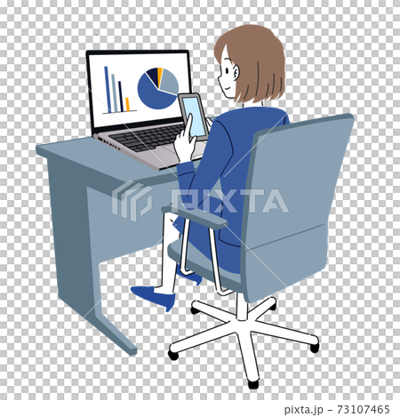 仕事中にスマホをさわる新入社員のイラスト 73107465