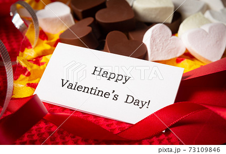 Happy Valentine S Day バレンタインデー メッセージカード プレゼント チョコの写真素材