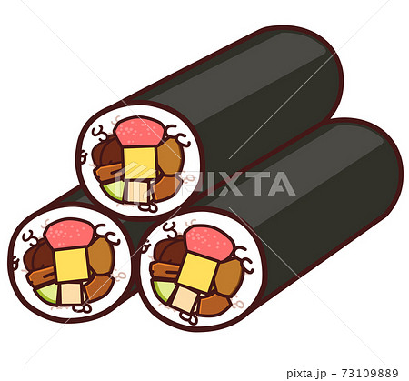 節分 恵方巻き 3本 イラストのイラスト素材