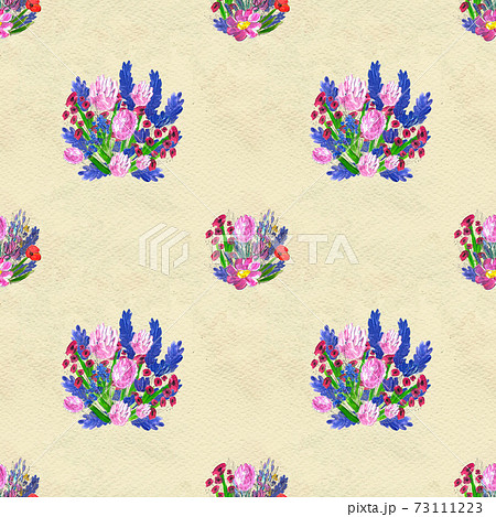 Seamless pattern with Beautiful flowers. Watercolor or acrylic