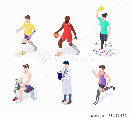 Disabled People Athletes With Arm And Leg のイラスト素材