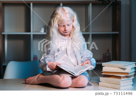 child education reading hobby blonde girl book 73111496