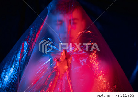 plastic pollution defocused man polyethylene pink plastic pollution defocused man polyethylene pink 73111555