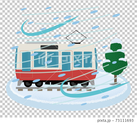 吹雪の被害に遭う電車のベクターイラスト 73111693