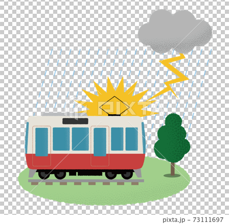 落雷の被害に遭う電車のベクターイラスト 落雷の被害に遭う電車のベクターイラスト 73111697