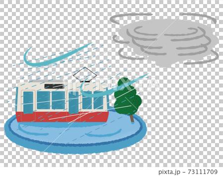 遭受颱風的火車的矢量圖 遭受颱風的火車的矢量圖 73111709