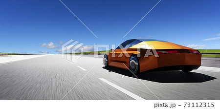 EV concept car run on the road. 3d rendering 73112315