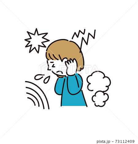 周りの音がうえるさくて耳を塞ぐ女の子のイラスト素材