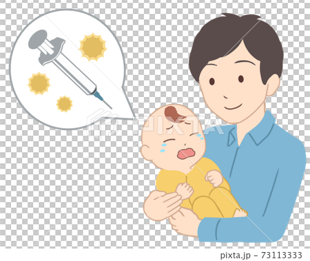 赤ちゃんの予防接種 父親(線無し) 赤ちゃんの予防接種 父親(線無し) 73113333