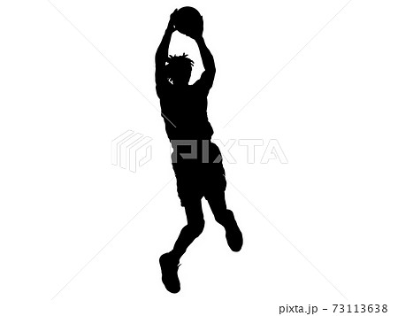 バスケットボールシルエット シュート 12のイラスト素材