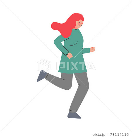 Woman Character Running in a Hurry and Hasten Somewhere Vector Illustration 73114116
