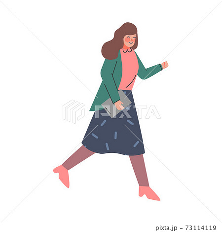 Woman Character Running in a Hurry and Hasten Somewhere Vector Illustration 73114119