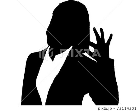 Okサインを出す女性ビジネスマンシルエットのイラスト素材