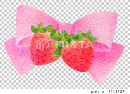 One point of spring strawberry and pink ribbon - Stock Illustration  [73115074] - PIXTA
