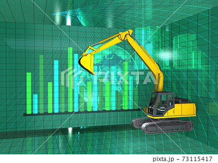 ショベルカーとグラフ 経済 建設 土木 建築 産業 全般イメージ ショベルカーとグラフ 経済 建設 土木 建築 産業 全般イメージ 73115417