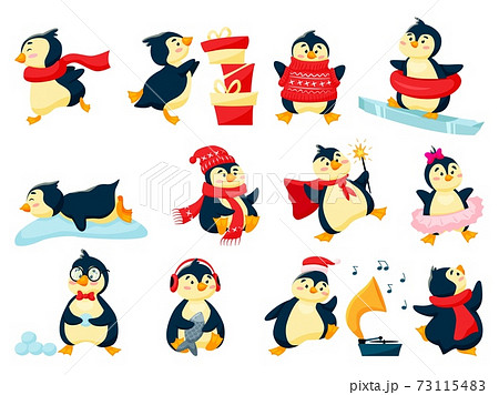 Cute comic positive antarctic penguin christmas mascot 73115483
