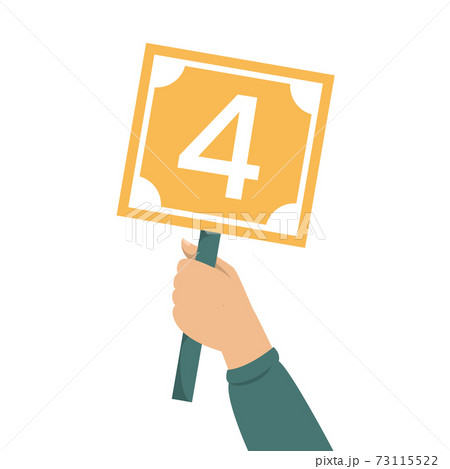 Hand holding scorecard with number 4 vector isolated Hand holding scorecard with number 4 vector isolated 73115522