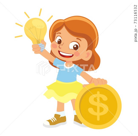 Girl holding electric lamp 73116532