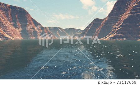 Canyon river among red rocks at daytime 3D image Canyon river among red rocks at daytime 3D image 73117659