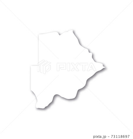 Botswana - white 3D silhouette map of country area with dropped shadow on white background. Simple flat vector illustration 73118697