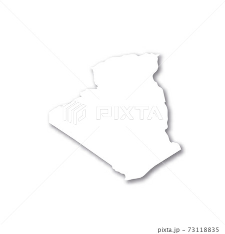 Algeria - white 3D silhouette map of country area with dropped shadow on white background. Simple flat vector illustration