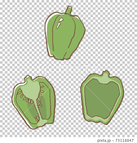 線画　野菜　ピーマンのベクターイラストセット 73118847