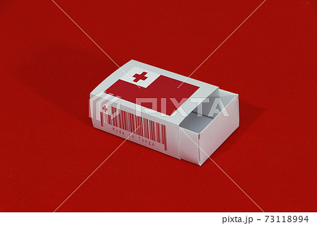 Tonga flag on white box with barcode and the color of nation flag on red background Tonga flag on white box with barcode and the color of nation flag on red background 73118994