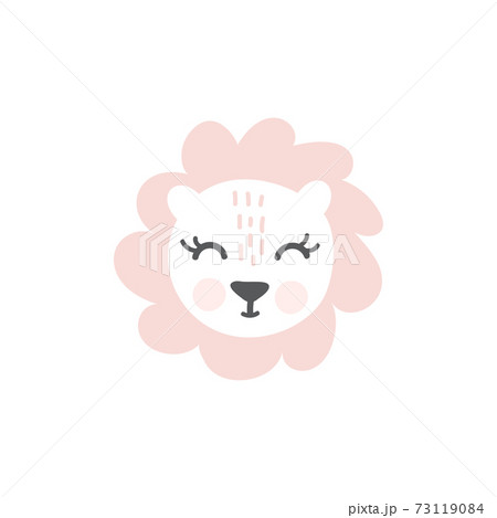 Pink Lioness hand drawn illustration vector in doodle style. Cute lioness head. Kids, baby nordic design for cards, poster, nursery wall art, clothing. Scandinavian style Pink Lioness hand drawn illustration vector in doodle style. Cute lioness head. Kids, baby nordic design for cards, poster, nursery wall art, clothing. Scandinavian style 73119084