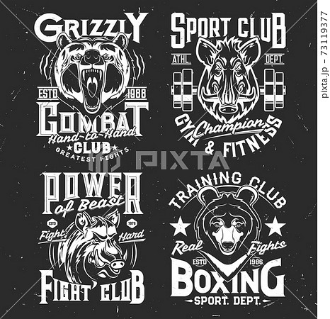 Tshirt prints with bear and boar, vector mascots 73119377