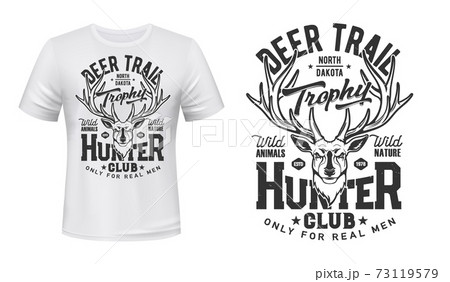 Tshirt print with deer, mascot for hunter club 73119579