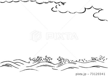 雲と波の飾り枠 73120341