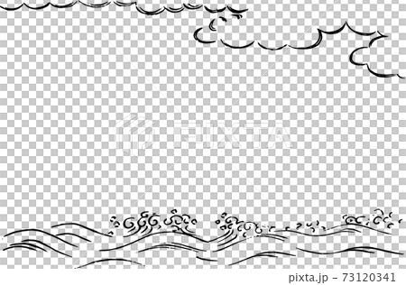 雲と波の飾り枠 73120341